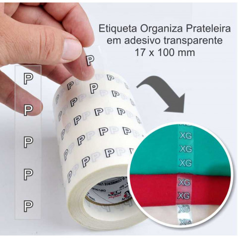 Etiqueta Adesiva Transparente Organiza Prateleira