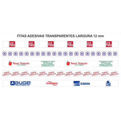 Fita Adesiva Transparente, 12 mm de largura, Cola Extra Forte, com Opções Personalizadas