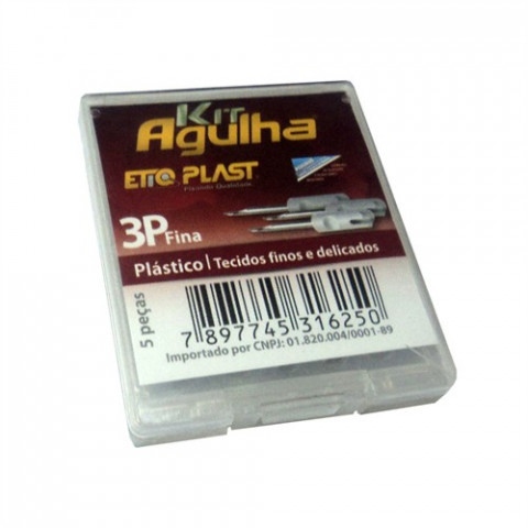 Kit Agulhas 3P Cabo Plástico Longa FINE Etiqplast